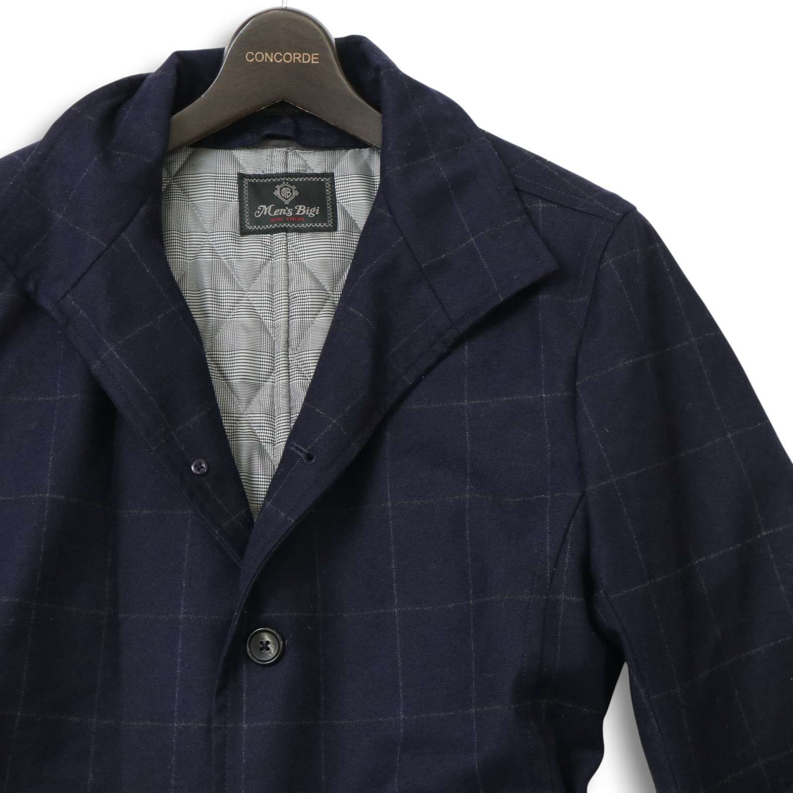 MEN’S BIGI ライナー付き ウールコート キルティング ネイビー MEN'S BIGI メンズビギ 中綿 キルティング ライナー☆ ウール 襟