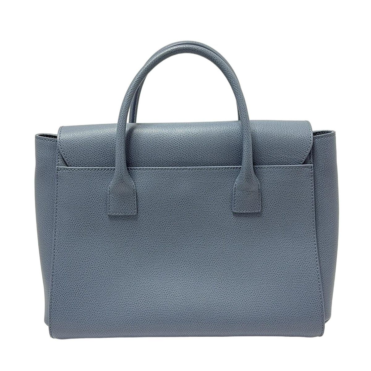 ヒグマ牙　B FURLA(フルラ) ハンドバッグ美品 メトロポリスサッチェル ブルー レザー