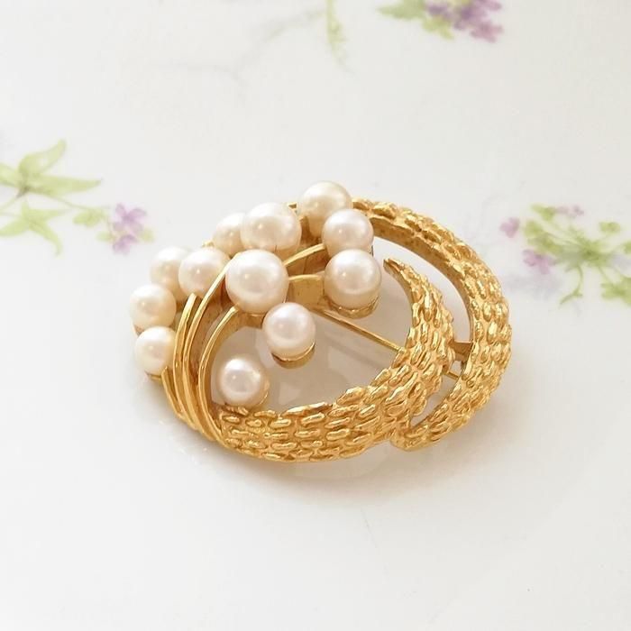 ヴィンテージ Trifari トリファリ ゴールドトーン フェイクパール