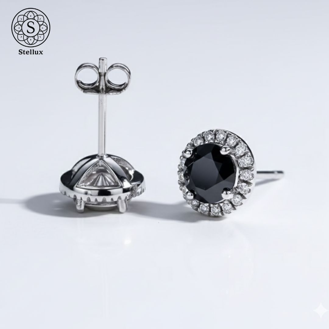 片耳1 ct×総計2.27 ct ブラックモアサナイトピアス両耳 ハローデザイン S 925刻印 VVSクラス GRA鑑定書付 感 普段使い フォーマル メンズ レディース ユニセックス ブリンブリン