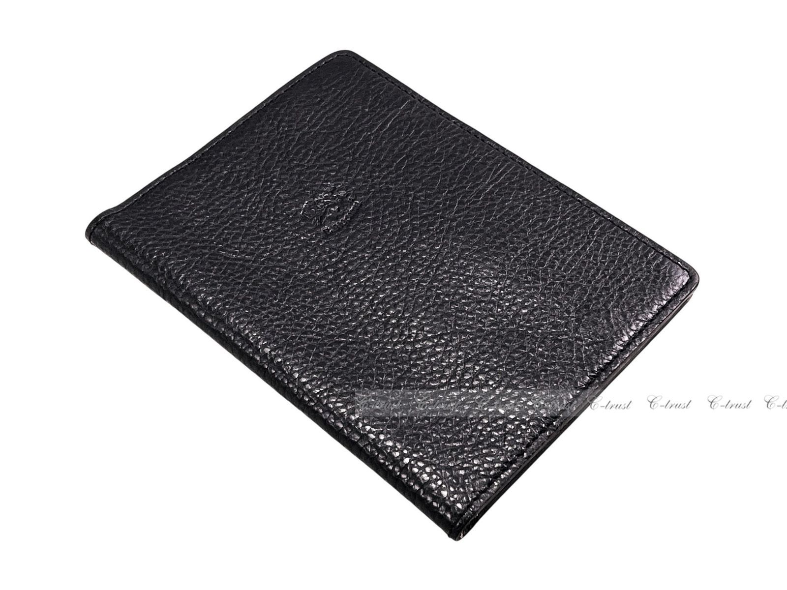 IL BISONTE イルビゾンテ パスポートケース ホルダー カードケース カーフ レザー ロゴ イタリア製 ブラック L 997..