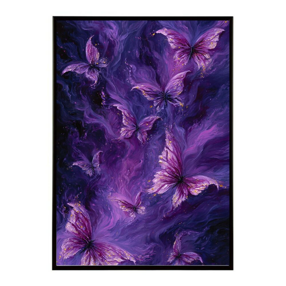 カメと蝶のクレヨン画 B4サイズ B4サイズ（約25x36cm）】【lm-poster-2636】【フレーム付き