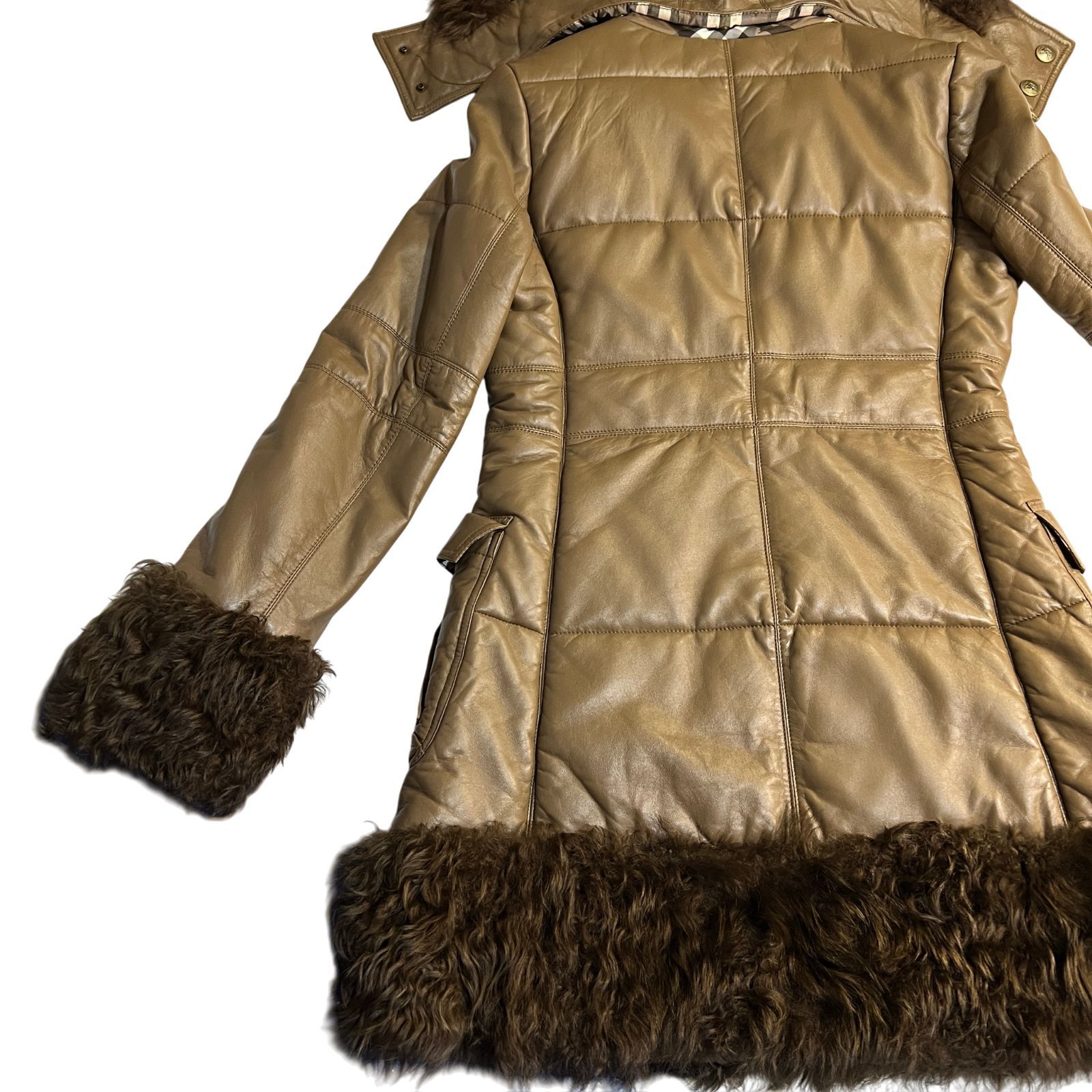 C409 BURBERRY BLUE LABEL バーバリー ブルー レーベル レザー コート