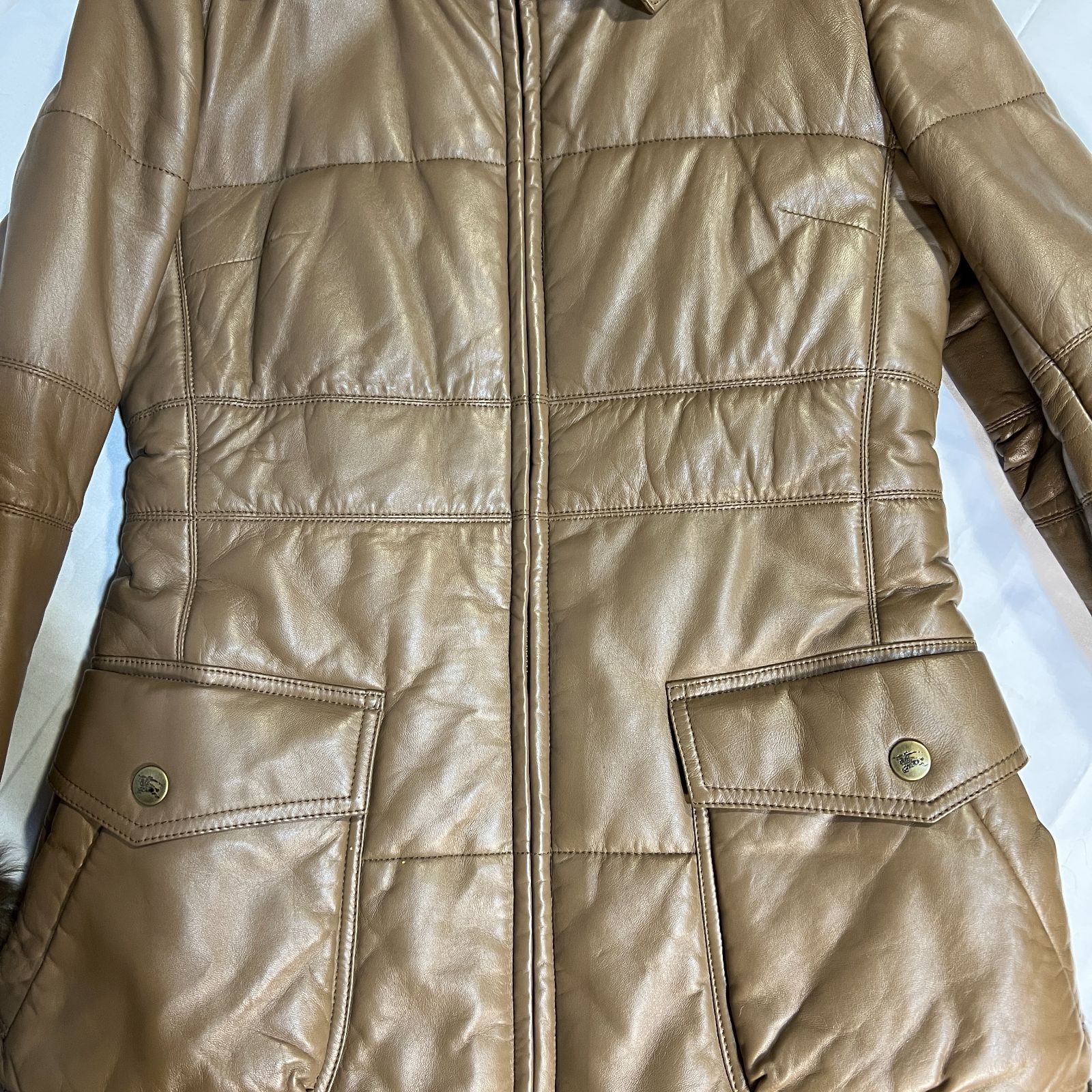 C409 BURBERRY BLUE LABEL バーバリー ブルー レーベル レザー コート