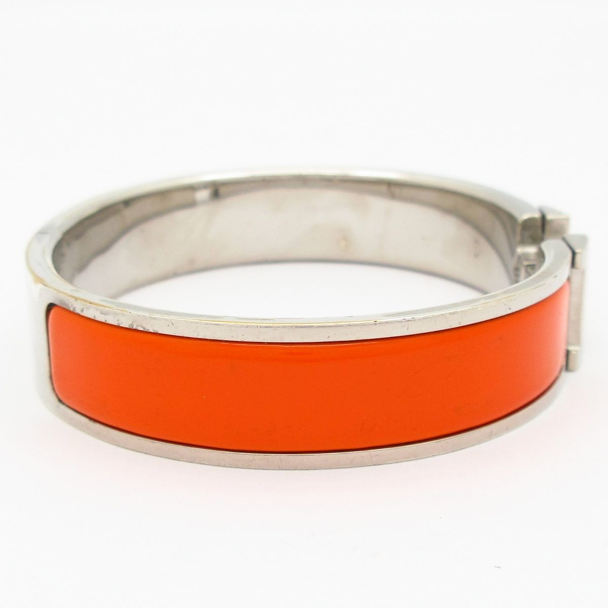 HERMES エルメス バングル クリックH シルバー オレンジ