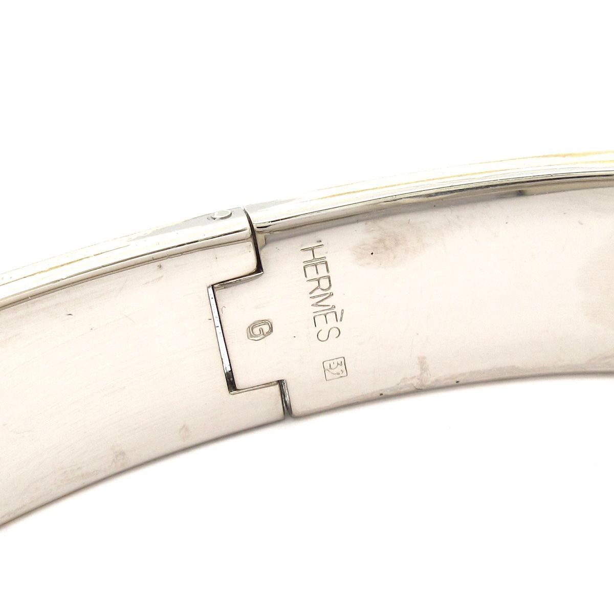  HERMES エルメス バングル クリックH シルバー オレンジ バングル リストバンド アクセサリー