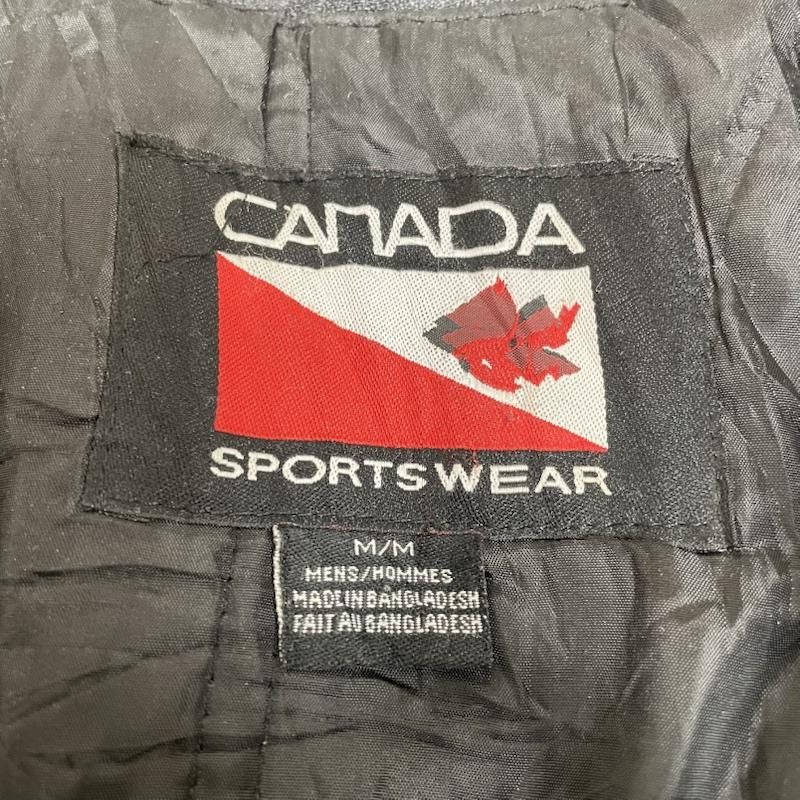 古着 90S カナダ製 カナダ スポーツウェア 袖革 レザー スタジャン