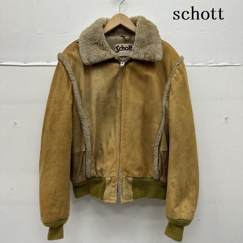 【L】ショット ボアジャケット ムートンジャケット 80s ヴィンテージ USA ショット 70s USA製 白タグ ボア ムートン レザー ジャケット メンズ