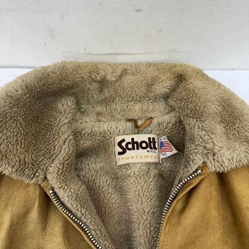 ショット 70s USA製 白タグ ボア ムートン レザー ジャケット メンズ