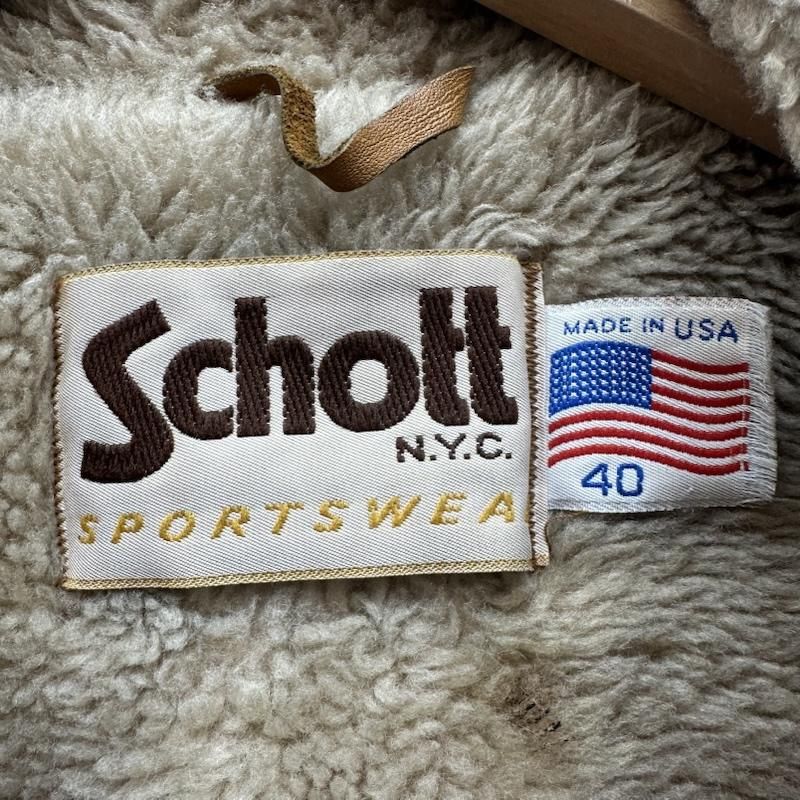 ショット 70s USA製 白タグ ボア ムートン レザー ジャケット メンズ