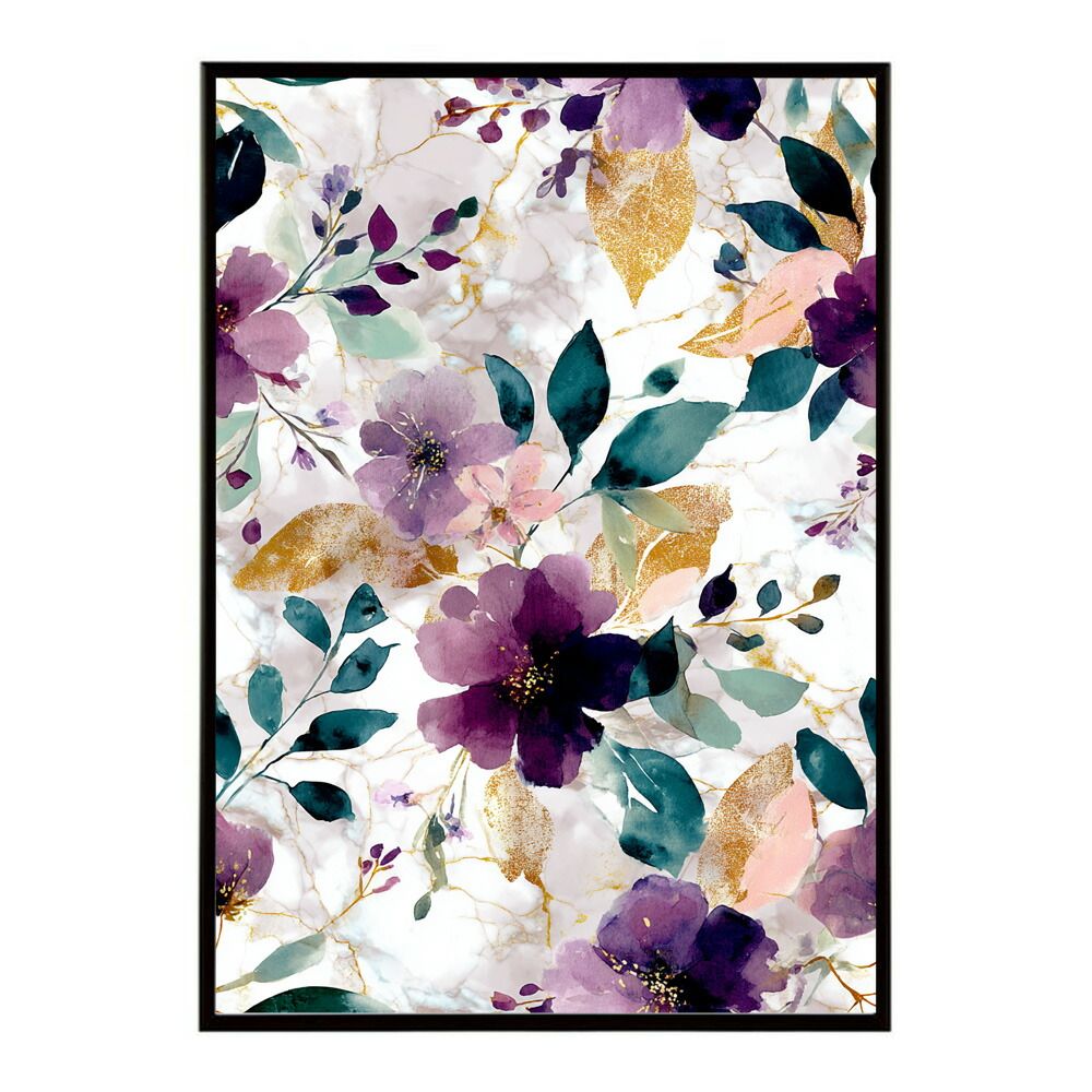 A 約84 x 119 cm lm poster 274 フレーム付き フラワーポスター 北欧風 花柄 アートプリント インテリア 壁掛け リビング 玄関 寝室 壁飾り カフェ風 アートパネル