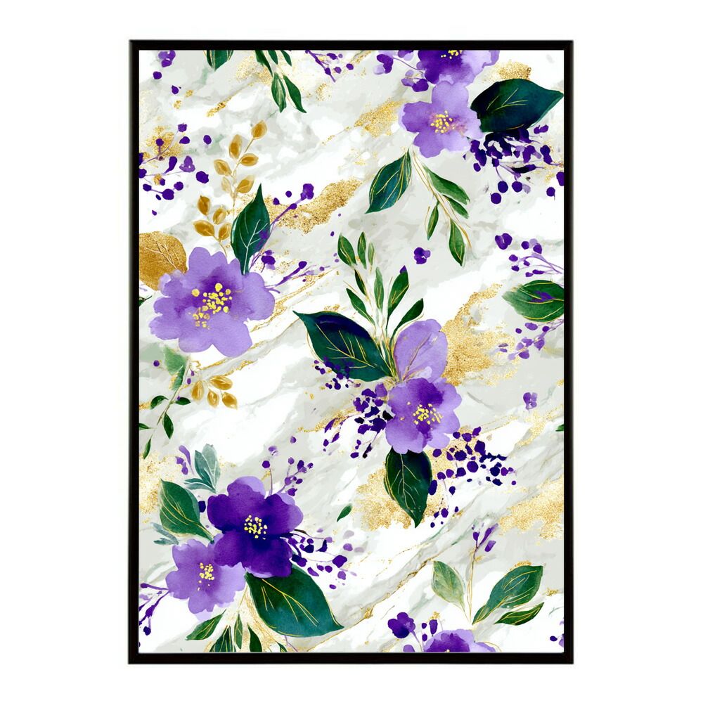 B 約51 x 73 cm lm poster 275 フレーム付き フラワーポスター 北欧風 花柄 アートプリント インテリア 壁掛け リビング 玄関 寝室 壁飾り カフェ風 アートパネル