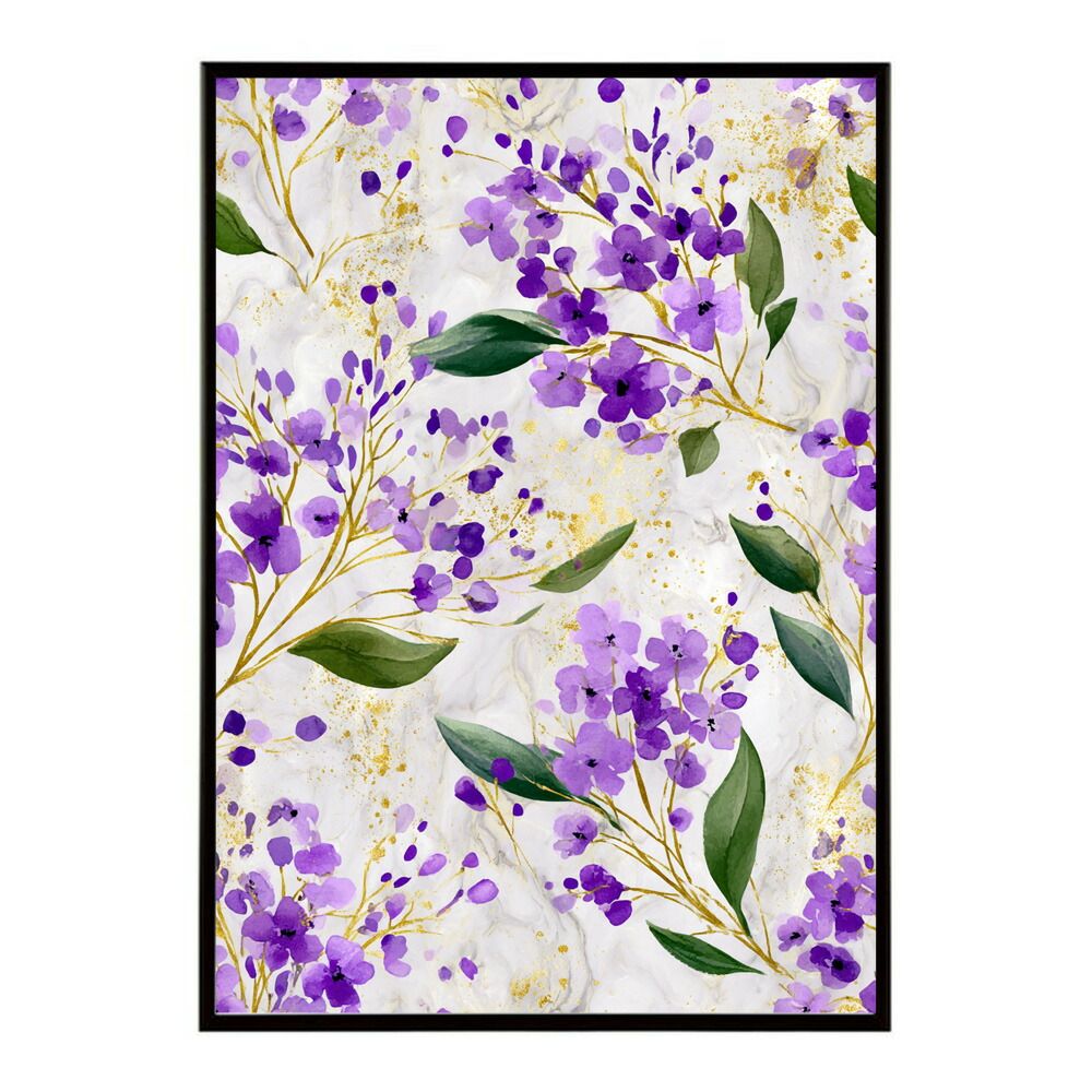 A 約84 x 119 cm lm-poster-277 フレーム付き フラワーポスター 北欧風 花柄 アートプリント インテリア 壁掛け リビング 玄関 寝室 壁飾り カフェ風 アートパネル