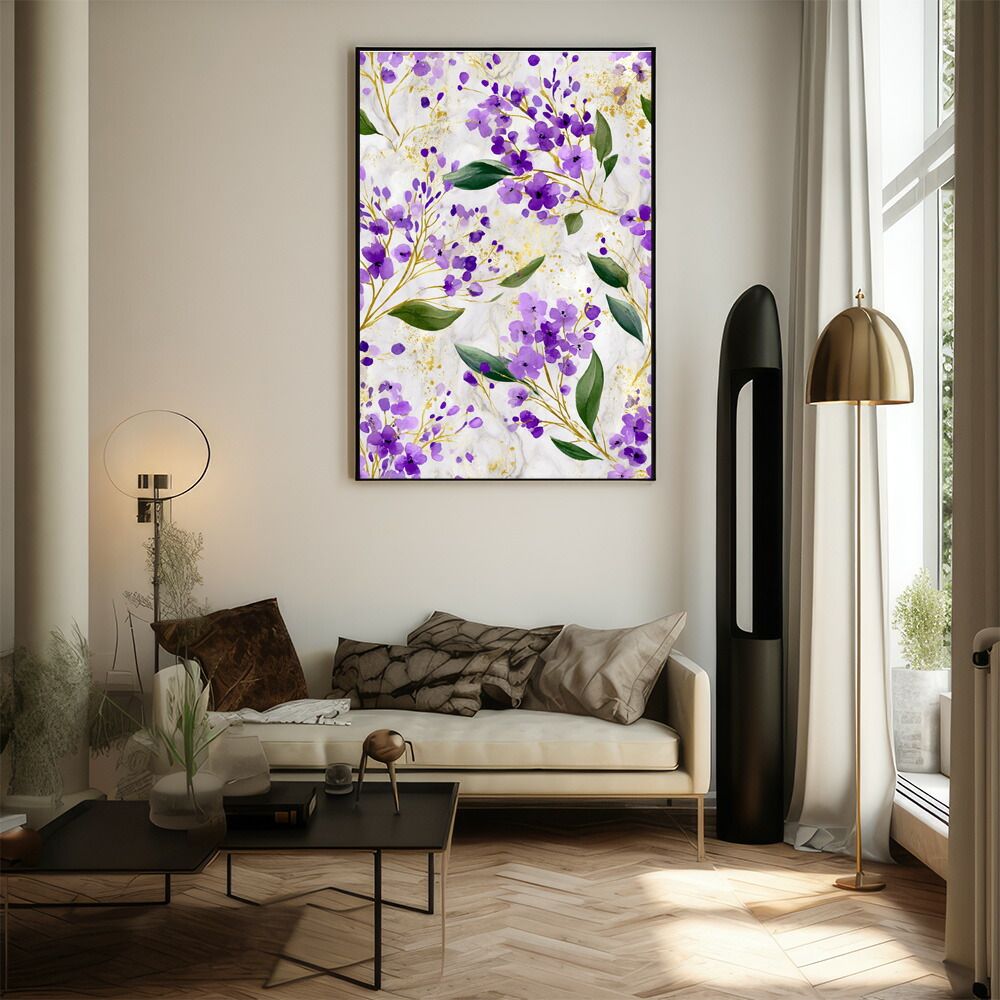 A 約84 x 119 cm lm-poster-277 フレーム付き フラワーポスター 北欧風 花柄 アートプリント インテリア 壁掛け リビング 玄関 寝室 壁飾り カフェ風 アートパネル