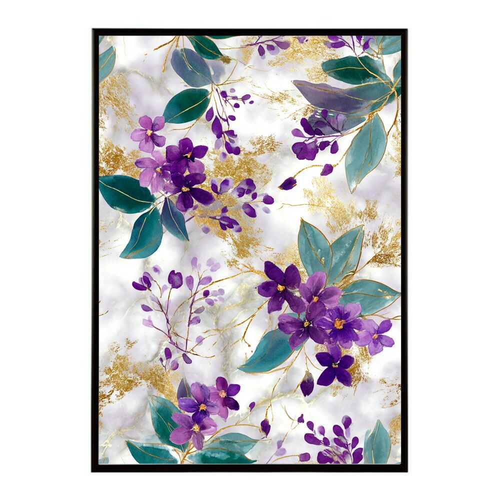 B 約51 x 73 cm lm-poster-279 フレーム付き フラワーポスター 北欧風 花柄 アートプリント インテリア 壁掛け リビング 玄関 寝室 壁飾り カフェ風 アートパネル