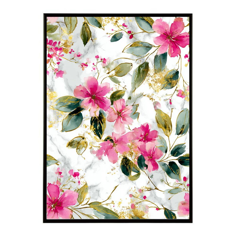 A 約84 x 119 cm lm-poster-281 フレーム付き フラワーポスター 北欧風 花柄 アートプリント インテリア 壁掛け リビング 玄関 寝室 壁飾り カフェ風 アートパネル