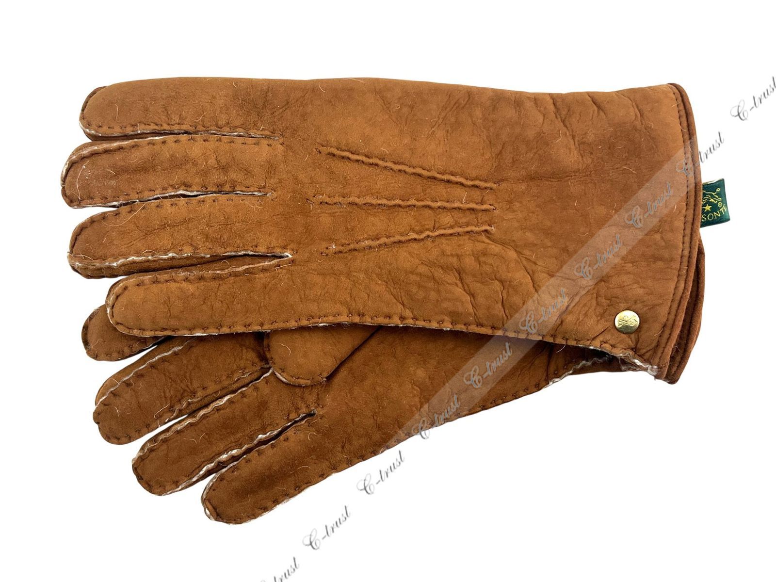 IL BISONTE イルビゾンテ 手袋 グローブ 羊革 シープ レザー ムートン ロゴ イタリア製 ブラウン L 999-85