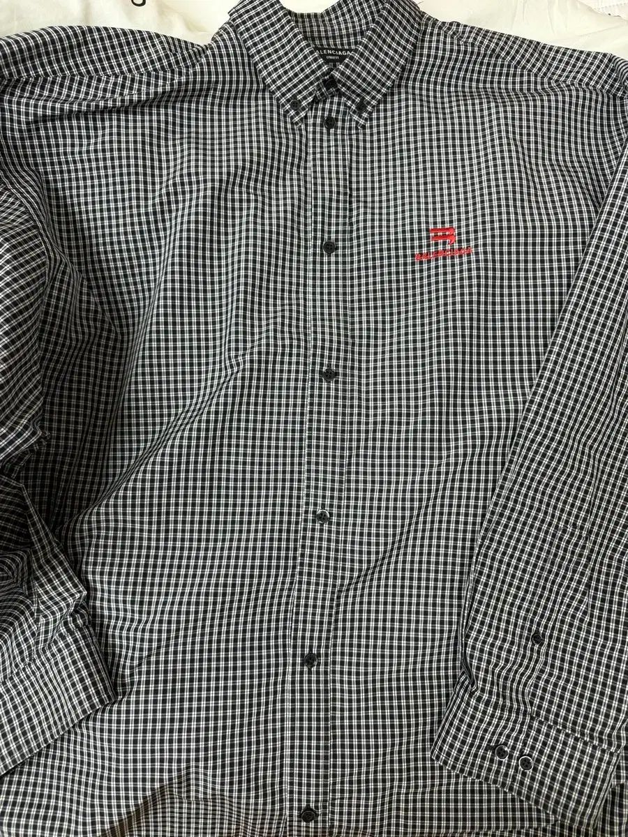 バレンシアガ マイクロ チェック ミックス ポプリン スポーティー B コージー シャツ S