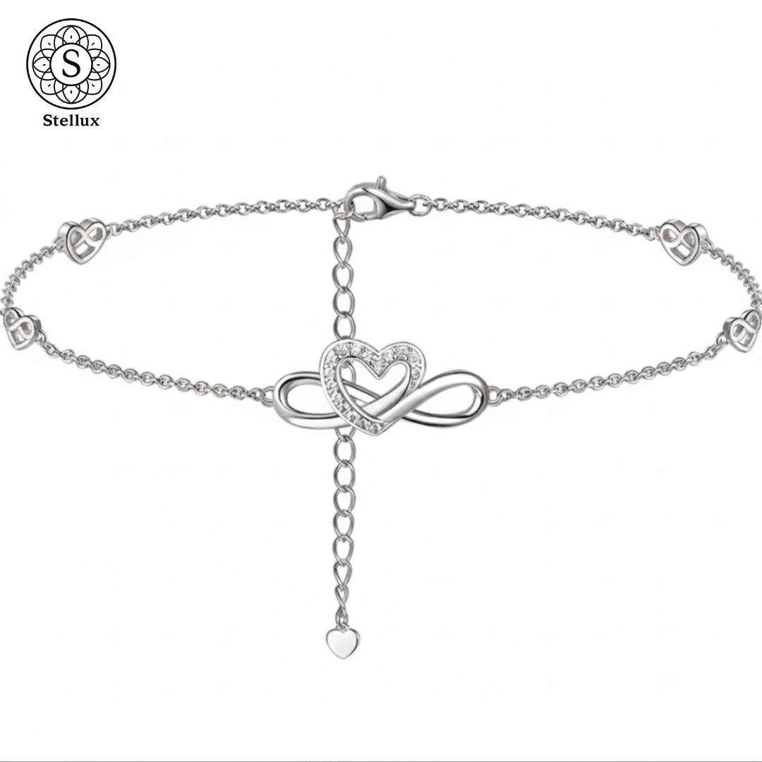 足元から可愛く 意味をまとうアンクレット モアサナイト ハート＆インフィニティ silver 925 足首アクセ 恋愛お守りにも シルバー＆ゴールド 展開 GRA鑑定書付き