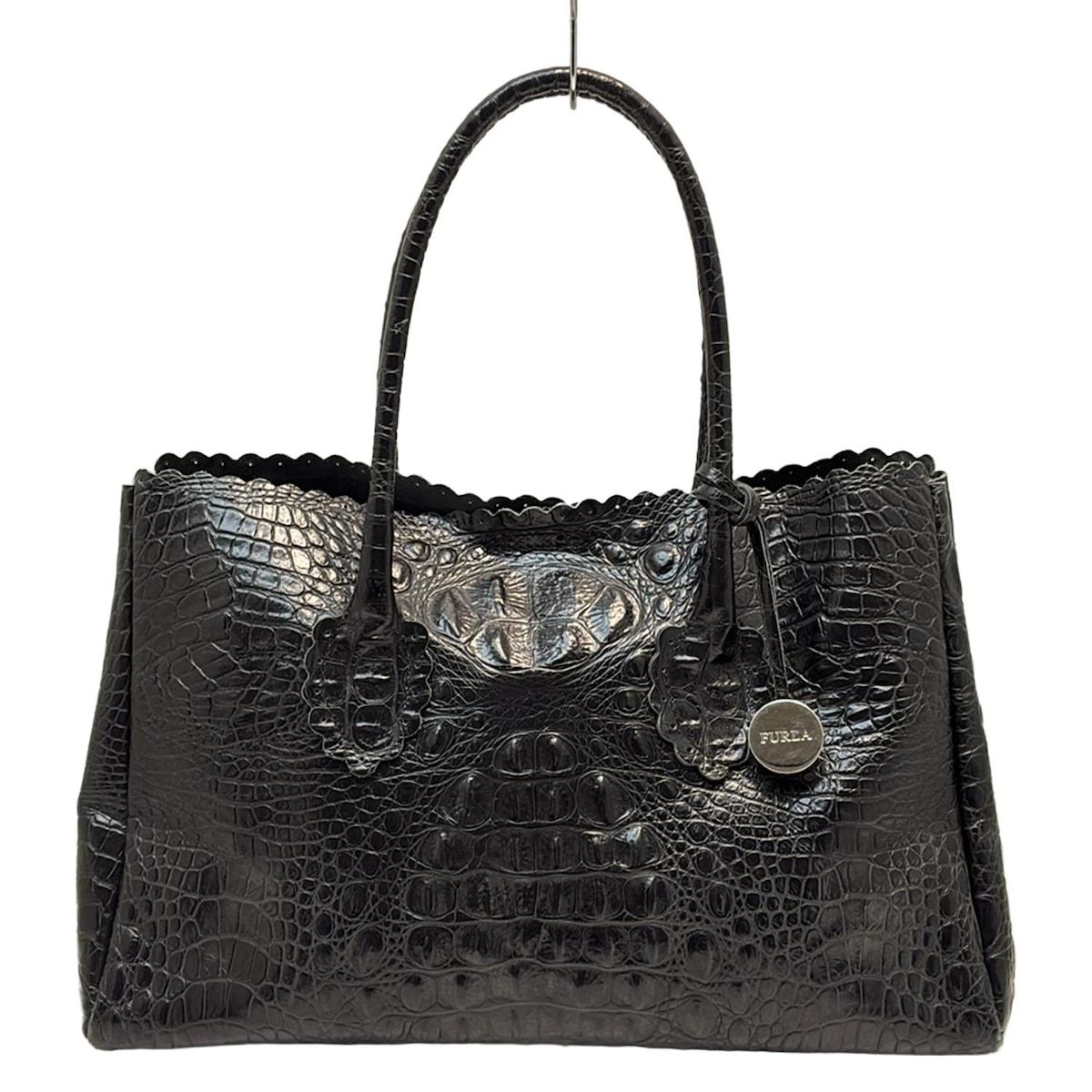 フルラ FURLA トートバッグ - レザー 黒 型押し加工 バッグ FURLA