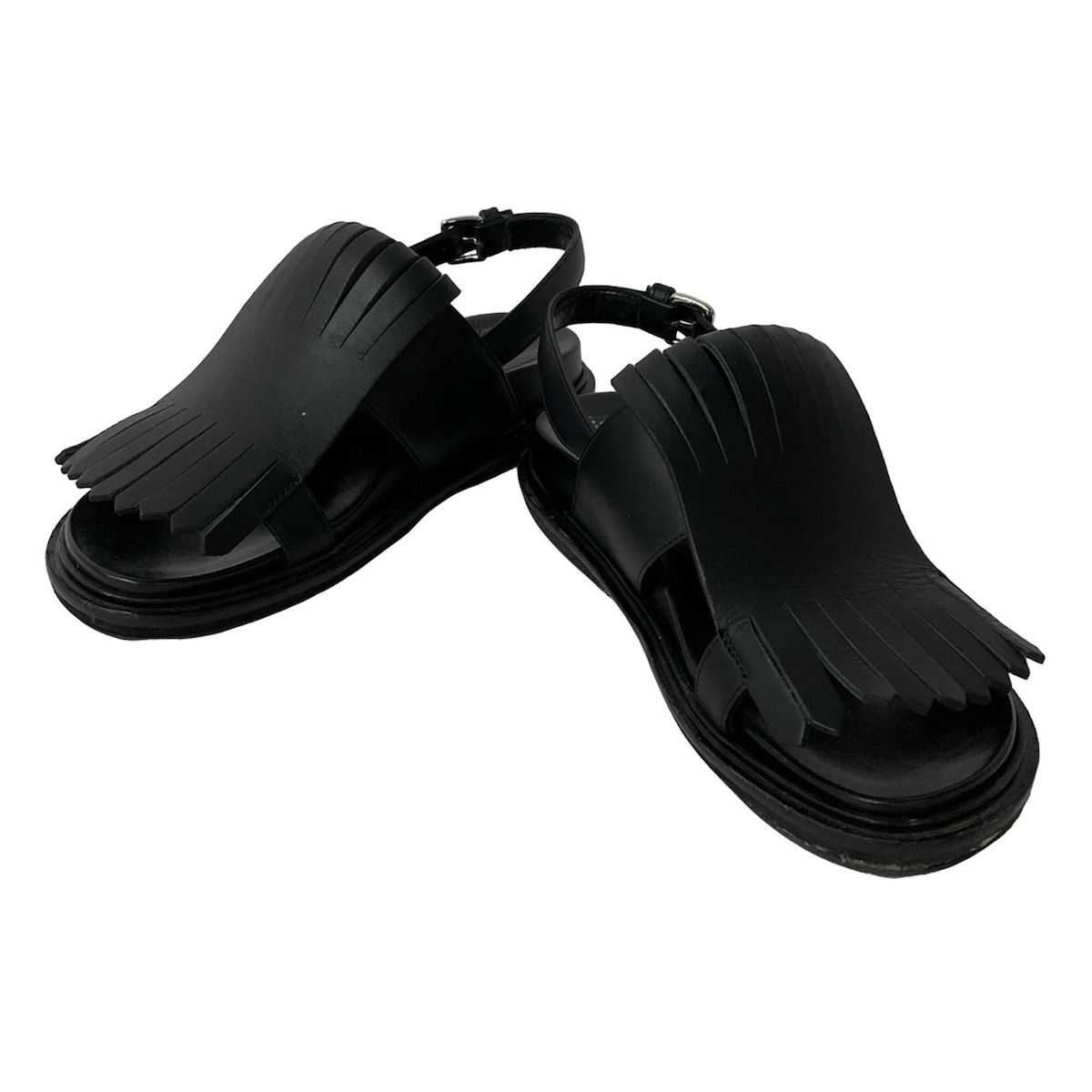 Marni フリンジ付きレザーサンダル M24WP020 41サイズ ブラック MARNI(マルニ) サンダル 36 レディース - 黒 フリンジ レザー - メルカリ
