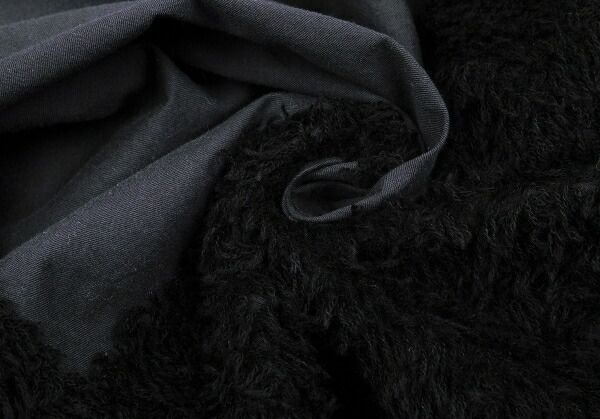 ボア装飾コットンドレス 黒3