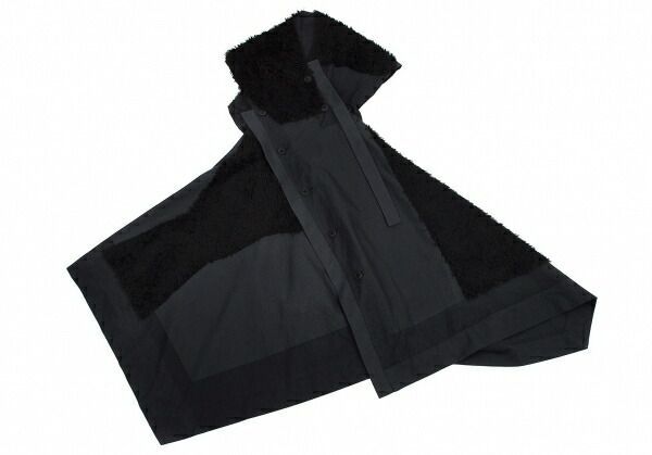 132 5 イッセイミヤケ ISSEY MIYAKE ボア装飾コットンドレス 黒3