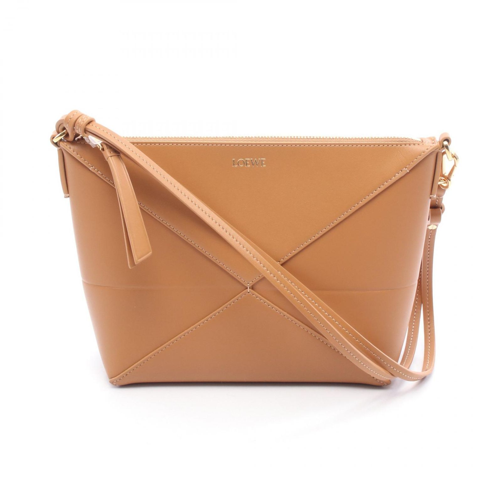 ロエベ LOEWE セカンドバッグ クラッチバッグ パズルフォルド ポーチ ブラウン レザー ショルダーバッグ レディース