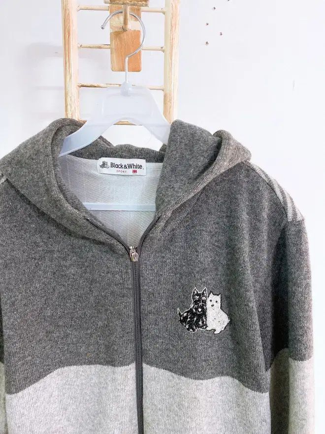 モンヴィンテージ 100 ブラック＆ホワイト ゴルフ レディース カシミア ウール フード ハーフジップアップ ジャケット