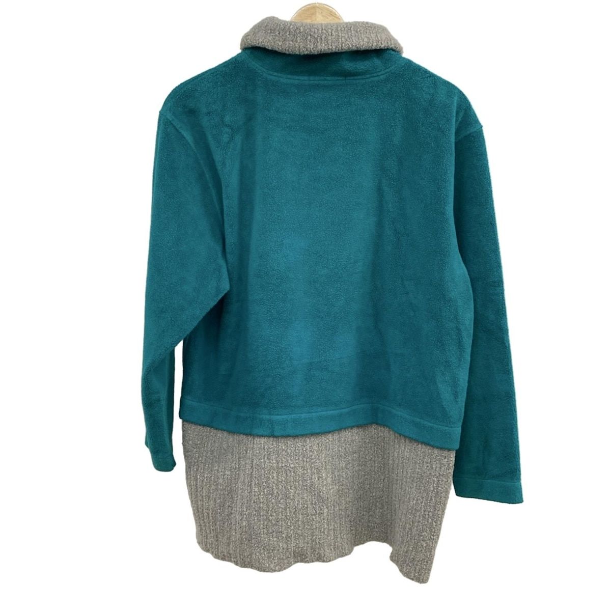 レオナールスポーツ チュニック サイズF レディース - ブルーグリーン×ライトグレー×マルチ タートルネック 長袖 部分ニット 刺繍