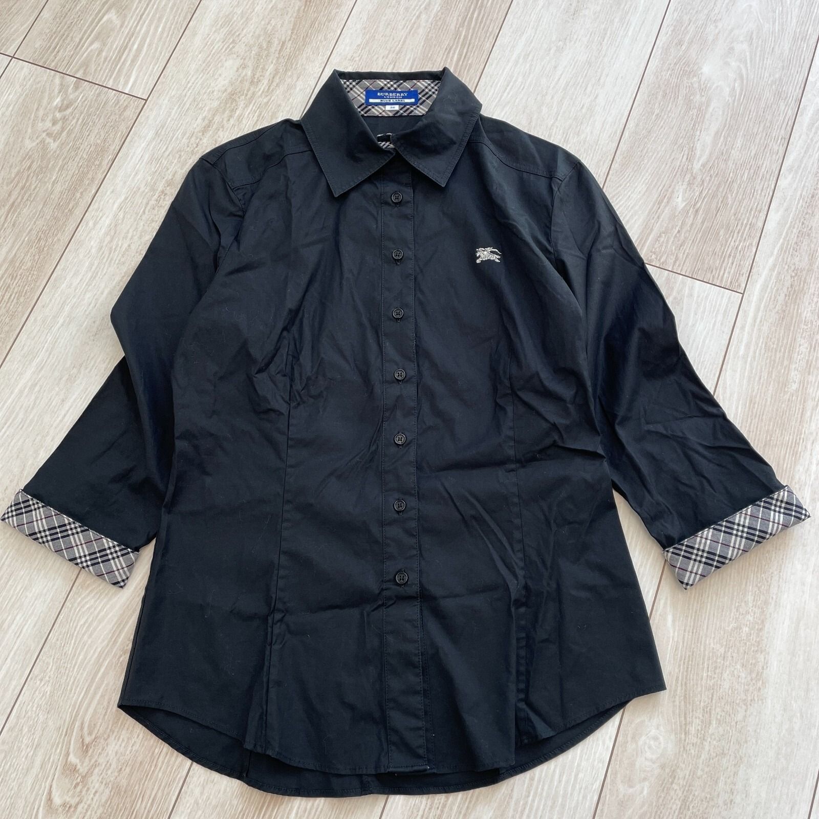 BURBERRY BLUE LABEL 刺繍　ノバチェック　長袖　シャツ 美品✨】バーバリーブルーレーベル チェック シャツ ノバチェック ロゴ