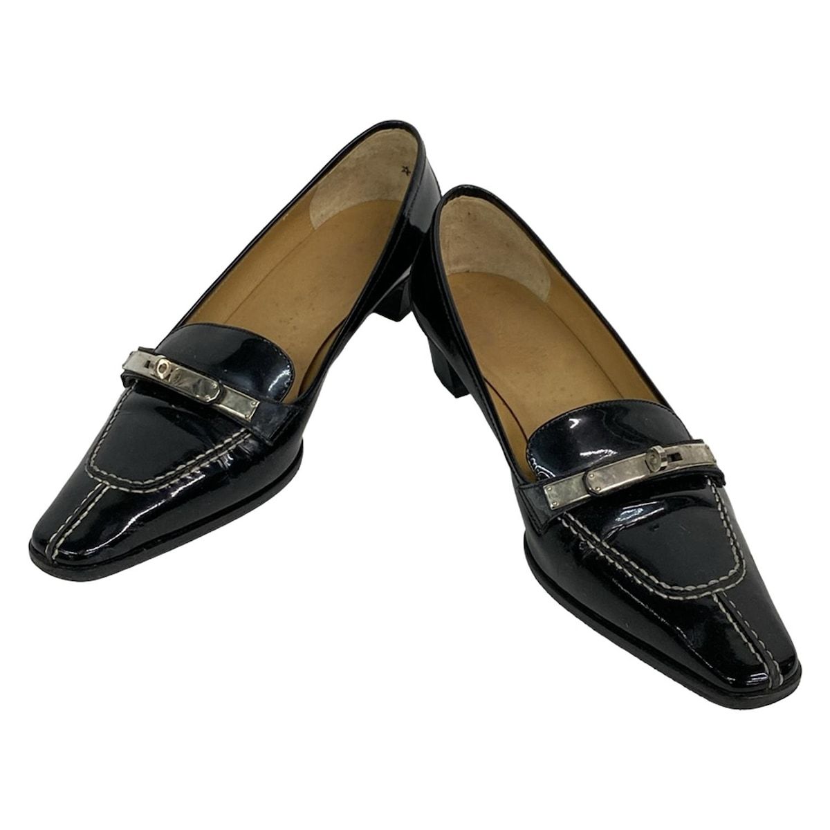 HERMES(エルメス) ローファー 35 レディース - 黒 シルバー金具/ケリー