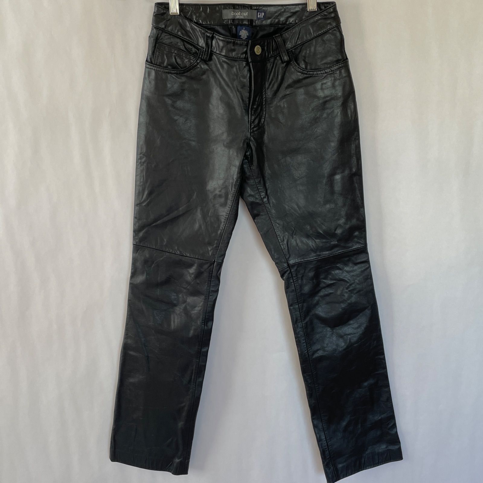 OLD GAP ギャップ 羊革 レザーパンツ サイズ2 ブラック ブーツカット