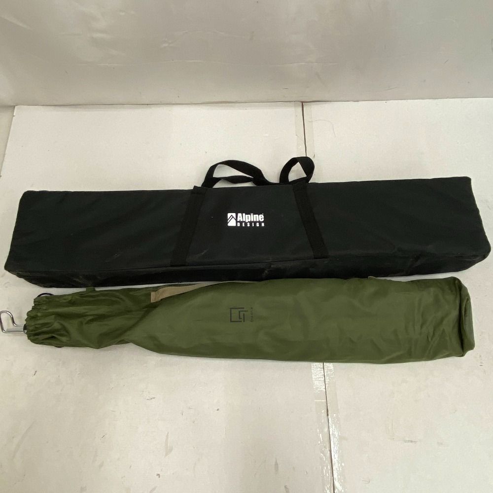 03 w 22788 アウトドア用品 2点セット メガスポーツ Alpine DESIGN 2 WAY 4 FD バンブー フォールディングテーブル AD-S 18-402-067 カンセキ アルミランタンスタンド キャンプ BBQ