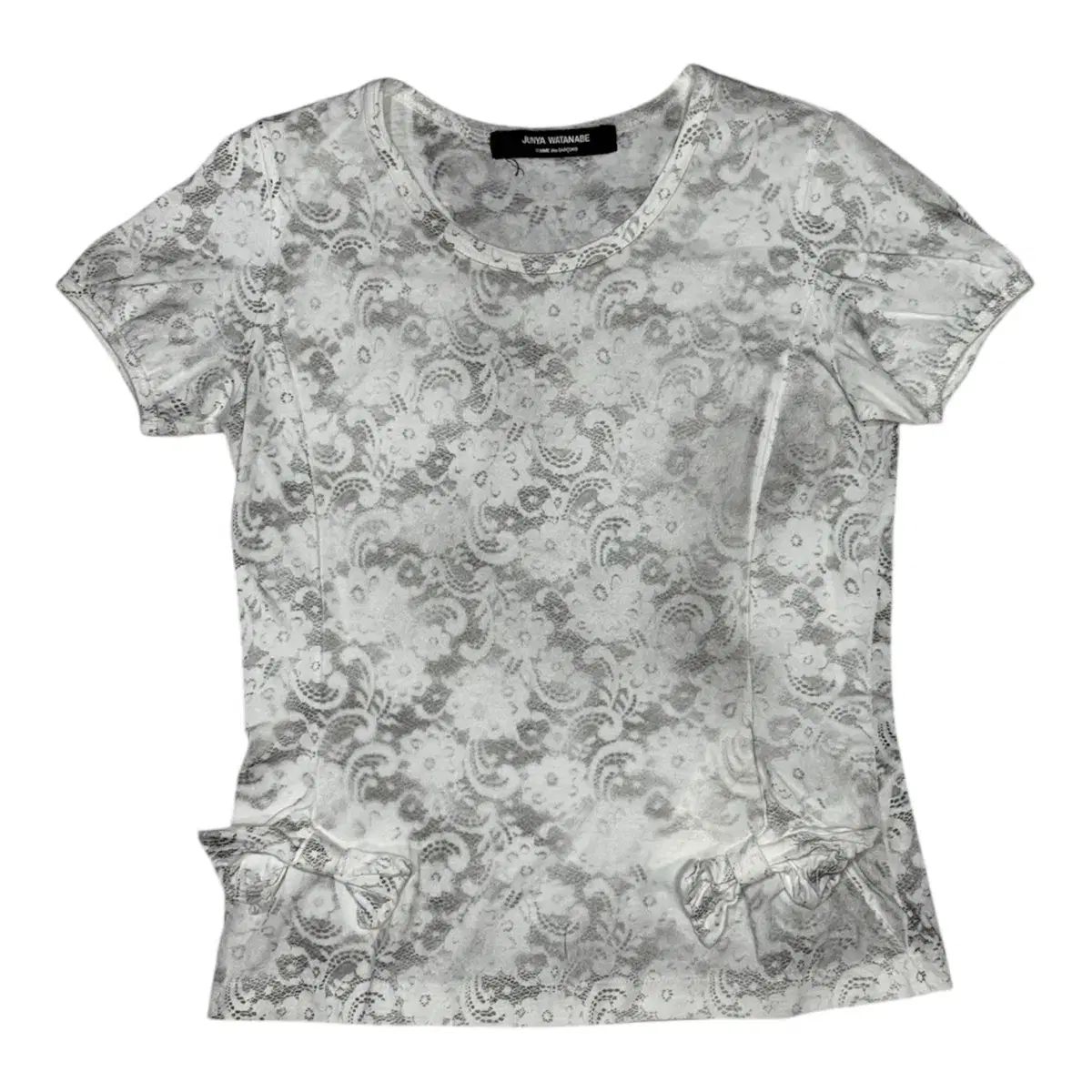 2003 ジュンヤ ワタナベ 無数の花と立体リボンデザインテープ半袖Tシャツ