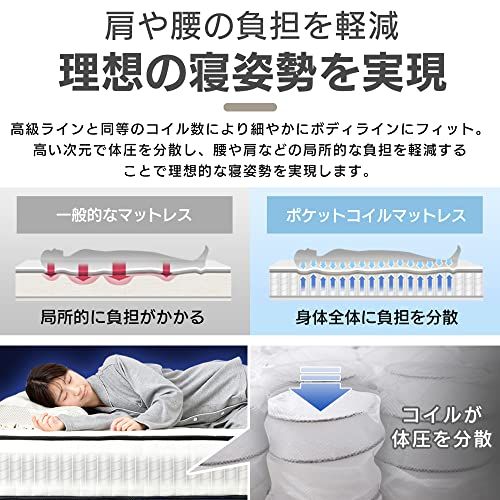  アイリスプラザ 高密度ポケットコイルマットレス 身体の負担を軽減 独立コイル 厚20 cm 表面さらっと しっかり硬め らくらく設置 圧縮梱包でお届け シングル ホワイト×ブラック PKMTN-Se 2 a 115 e 10 カトラリー その他 キッチン 食器