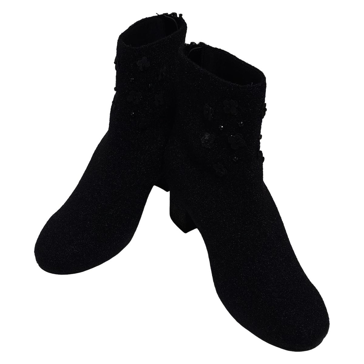 アンテプリマ ショートブーツ 23.5 レディース - 黒 ラインストーン フラワー 花