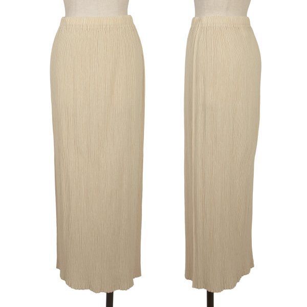 イッセイミヤケISSEY MIYAKE クレーププリーツスカート ベージュM