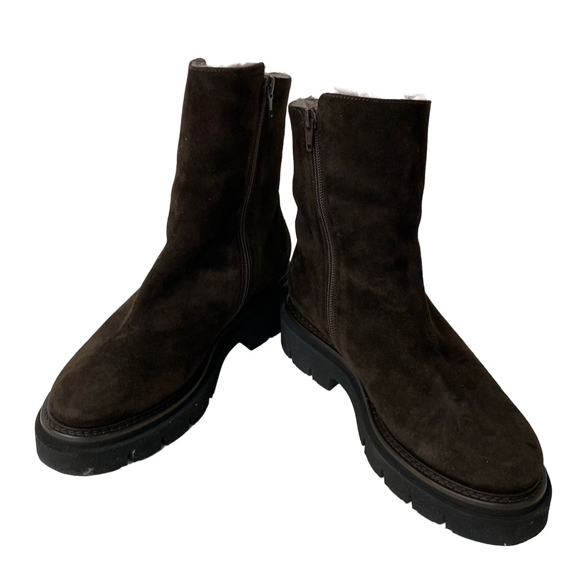 LUCA GROSSI ルカグロッシ ショートブーツ 37 レディース - ダークブラウン ムートン