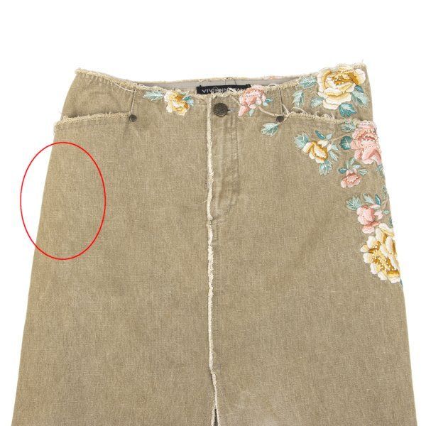 ヴィヴィアンタムVIVIENNETAM サイドフラワー刺繍デニムスカート