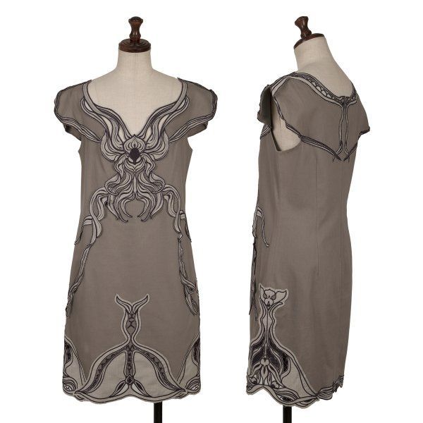 ヴィヴィアンタム エスニックパッチノースリーブチュニック モカ紫2