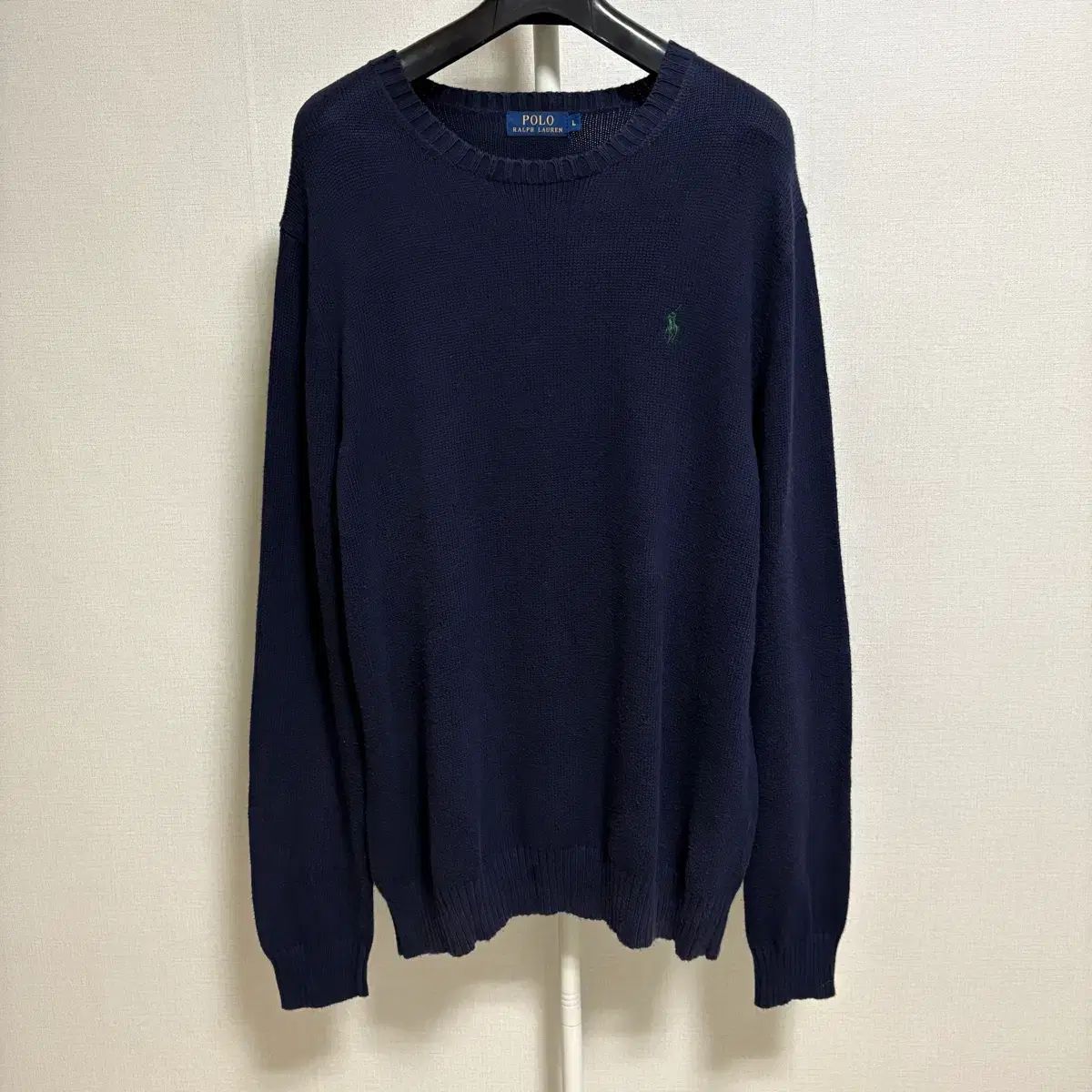 ポロラルフローレン コットン ラウンド ニット ネイビー L