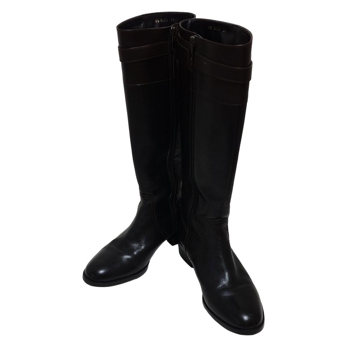 DIANA ダイアナ ロングブーツ 24 レディース - 黒×ダークブラウン レザー