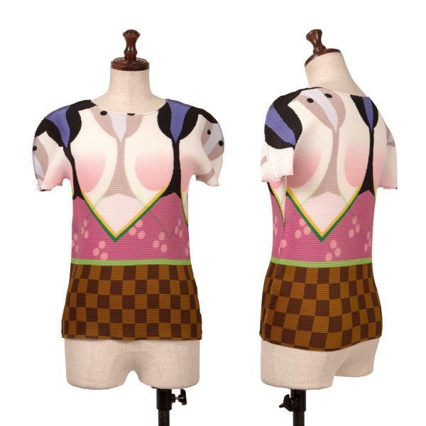 イッセイミヤケ ミーISSEY MIYAKE me お多福プリントストレッチ