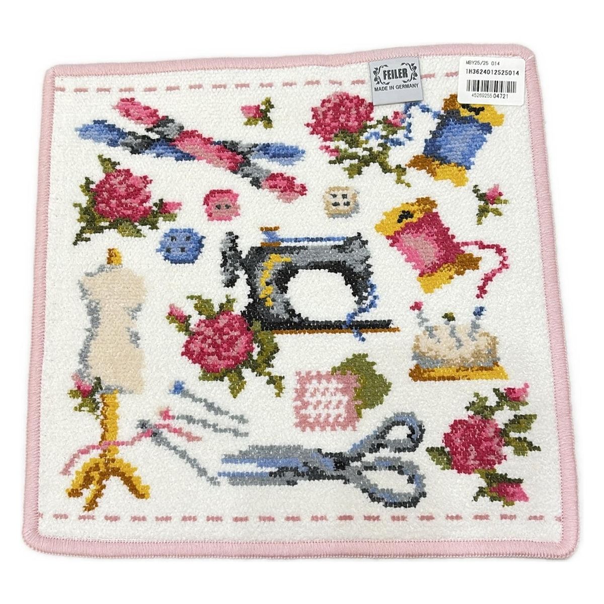 FEILER フェイラー 小物 - 白×ライトピンク×マルチ ハンドタオル メイドバイミー