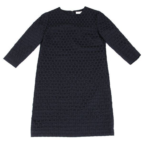 ビューティーアンドユース ユナイテッドアローズBEAUTY YOUTH TUNITED ARROWS ドットジャガード8分袖ワンピース 紺M位