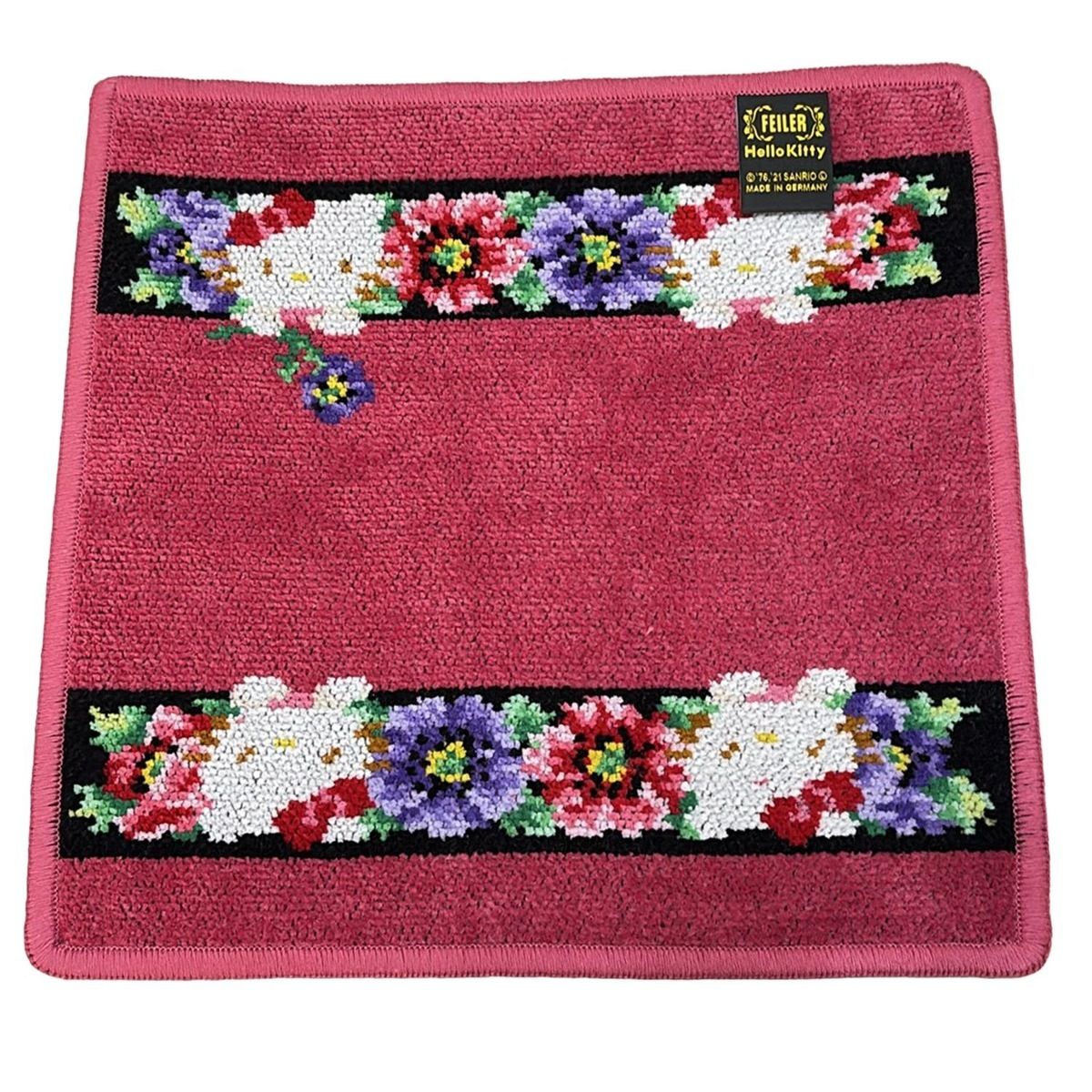 FEILER フェイラー 小物 - ピンク×黒×マルチ ハンドタオル アネモネ Hello Kitty SANRIOコラボ