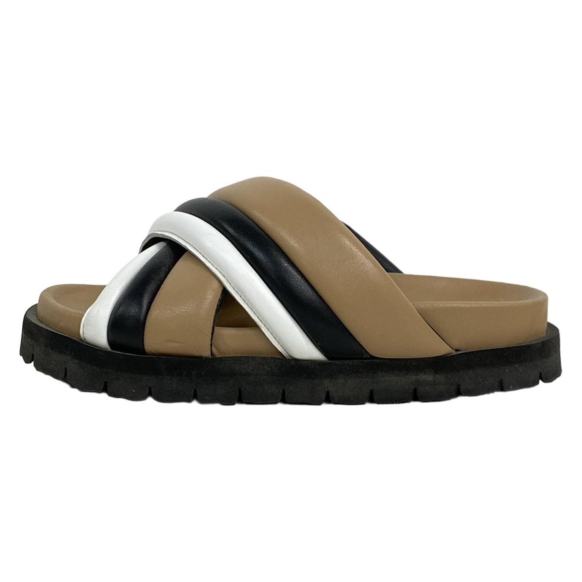 PIERRE HARDY ピエールアルディ サンダル 37 レディース ライトブラウン 黒 白 レザー