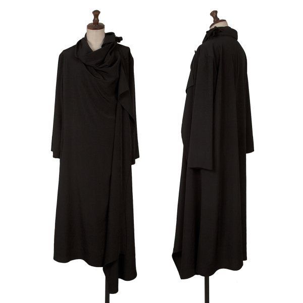 ヨウジヤマモト ファムYohji Yamamoto FEMME クレープデシンドレープネックラップドレス 黒1