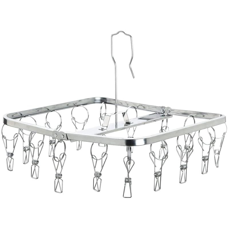 下村企販 壊れにくくて永く使える ピンチハンガー 角型16ピンチ 日本製 ステンレス製 サビにくい ピンチが絡まりにくい 浴室乾燥OK 折りたたんで収納 部屋干し 室内 外干し 洗濯物干し 燕三条 37236